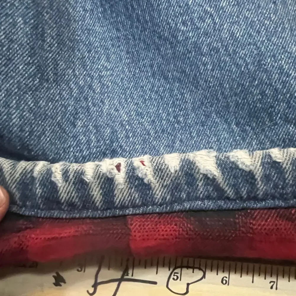 Eddie Bauer Relaxed Fit Flannel Lined‎ Jeans W36 L30 Men’s Denim Plaid Red Black
